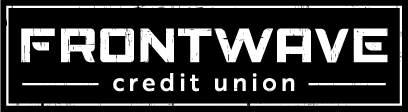 Frontwave Credit Union logo in grayscale.
