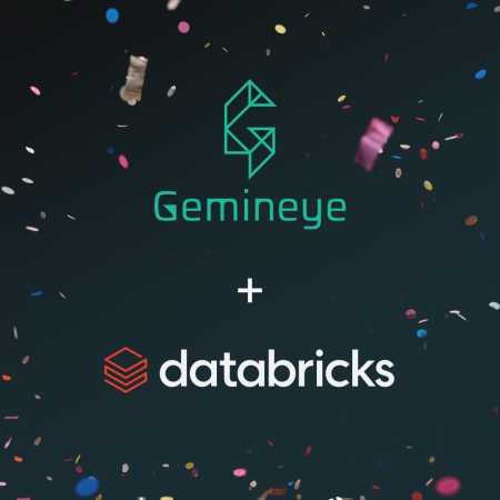 gemineye logo and databricks logo with confetti